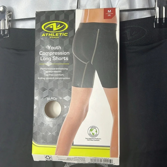 Athletic Works Youth Compression Long Shorts Boys Size 8 Black NWT - Picture 3 of 6